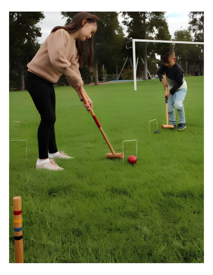 Wooden Outdoor Mini Croquet Set With 4 Mallets image 6