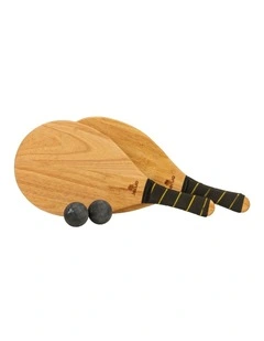 Hardwood Frescobol Beach Paddle Ball Set with Bag