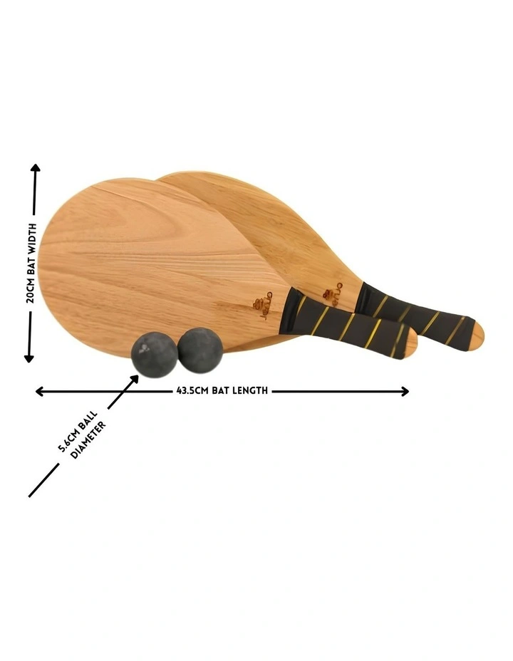 Hardwood Frescobol Beach Paddle Ball Set with Bag image 2