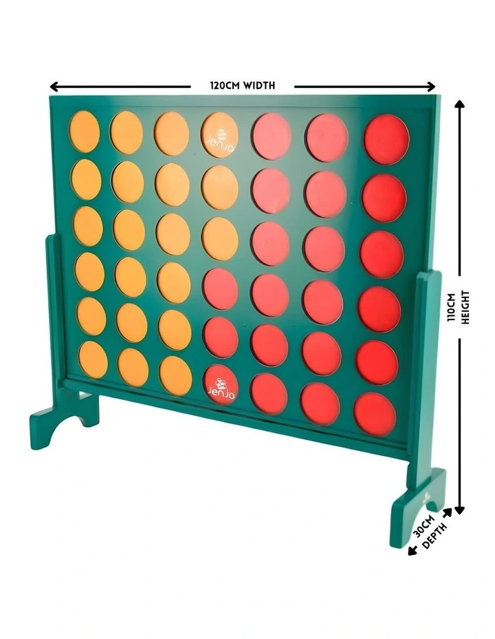 Wooden Indoor Outdoor Giant Connect Four In A Row Game Set 120x110cm Green image 1