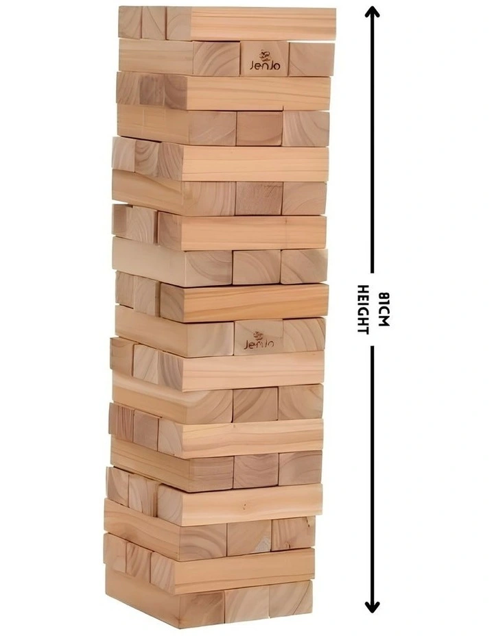54 Piece Outdoor Jumbo Jenjo Wooden Block Game 81cm image 3