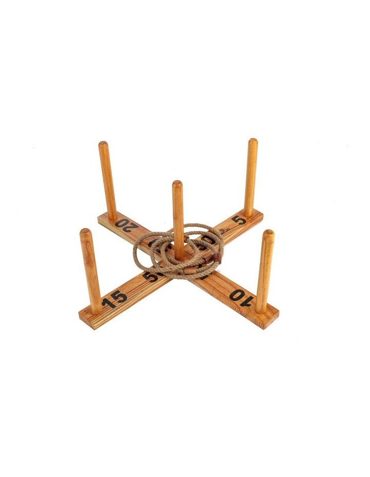 Outdoor Wooden Set Rope Ring Toss Quoits Game image 1