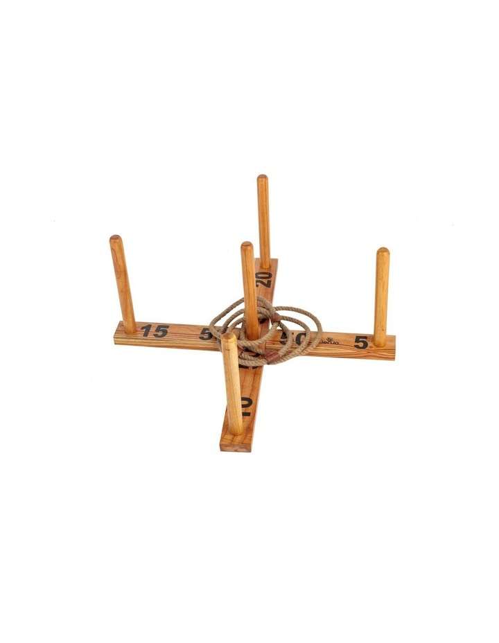 Outdoor Wooden Set Rope Ring Toss Quoits Game image 2