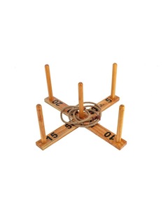 Giant Wooden Rope Ring Toss Quoits Outdoor Game Set