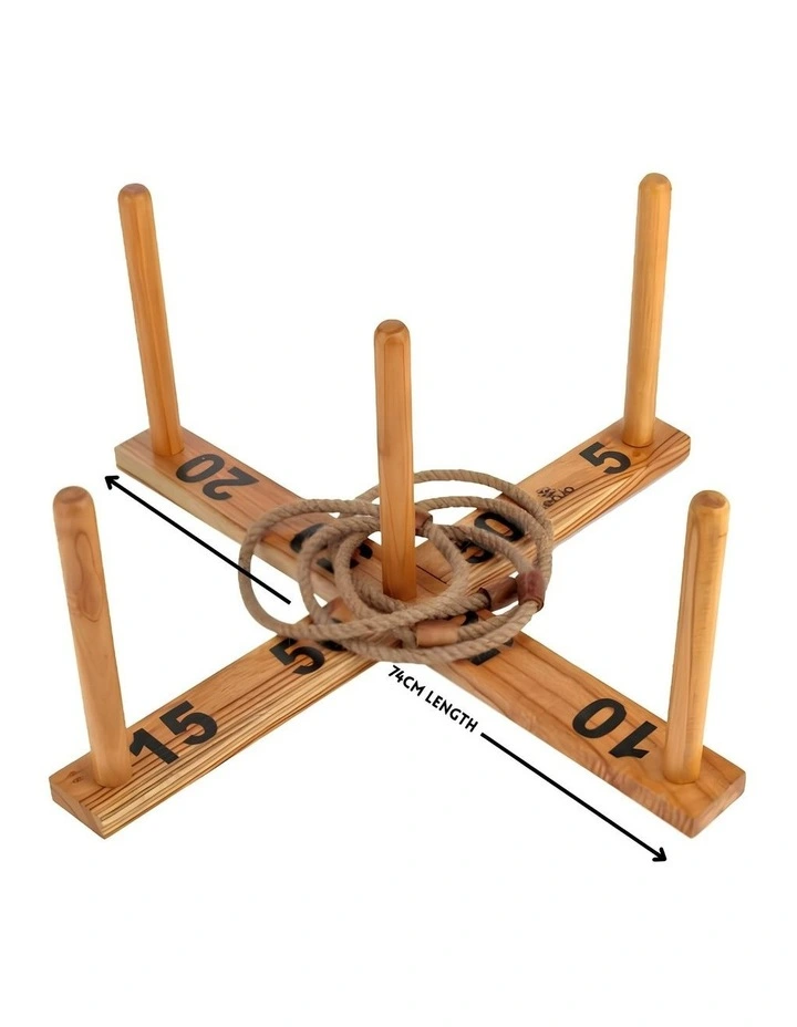 Giant Wooden Rope Ring Toss Quoits Outdoor Game Set image 3