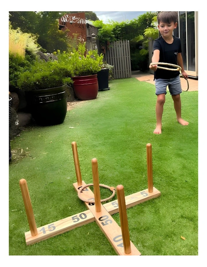 Giant Wooden Rope Ring Toss Quoits Outdoor Game Set image 4