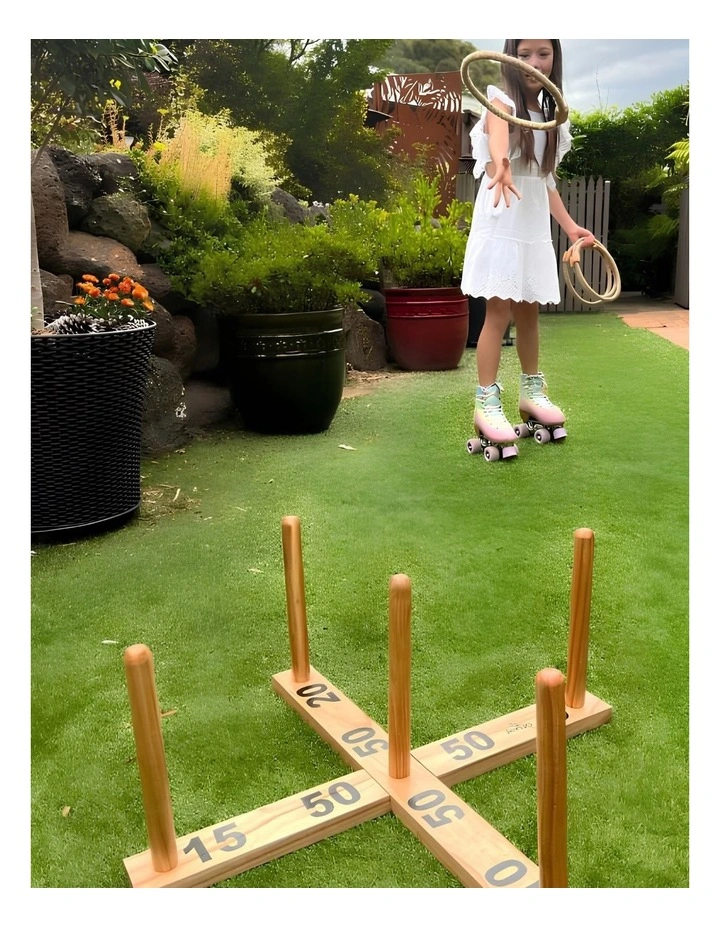 Giant Wooden Rope Ring Toss Quoits Outdoor Game Set image 5