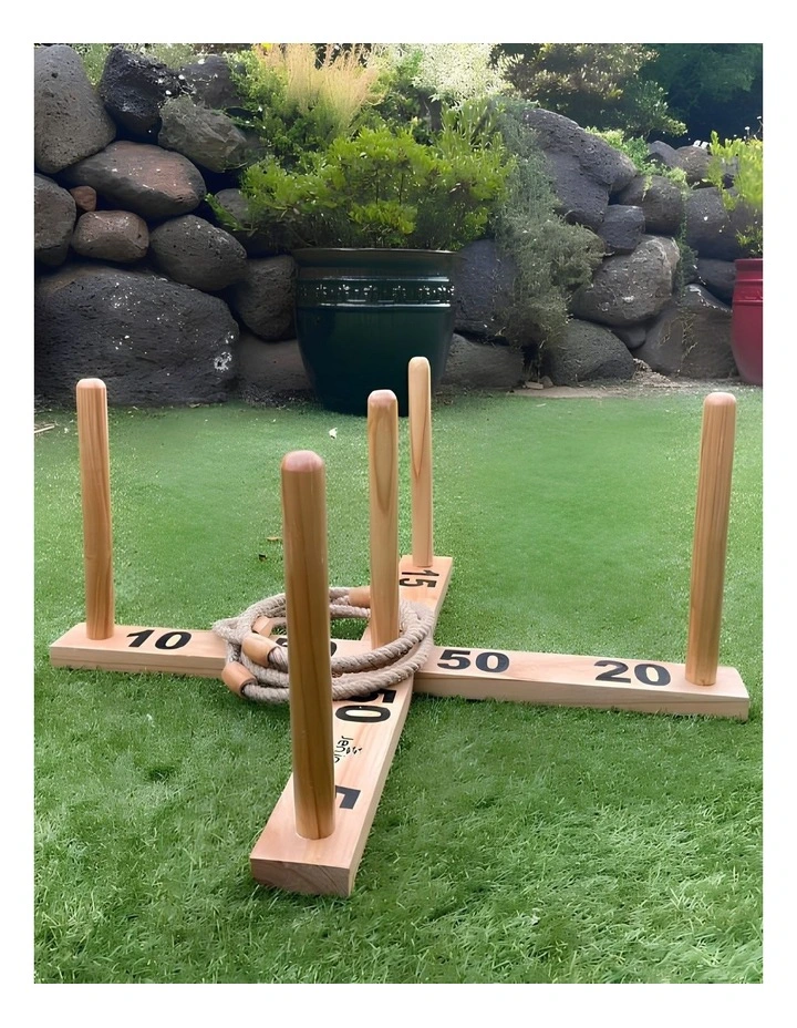 Giant Wooden Rope Ring Toss Quoits Outdoor Game Set image 6
