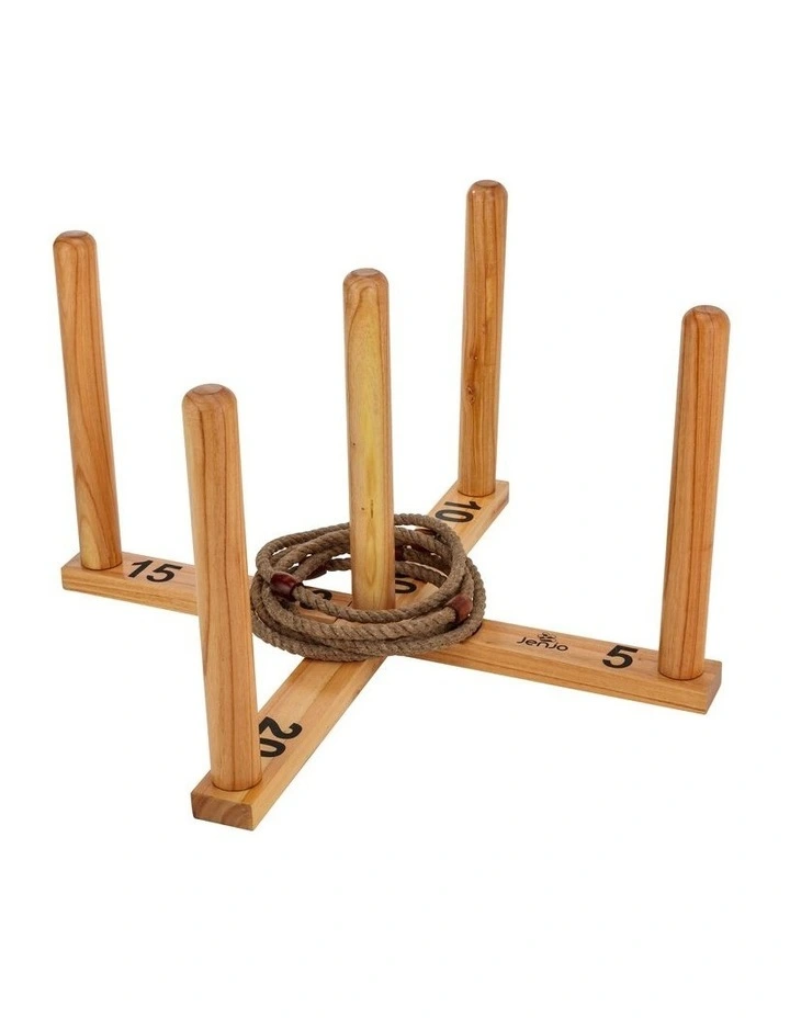 Mega Quoits Wooden Rope Ring Toss Outdoor Game Set 100cm Wide Including 4 Rings image 2