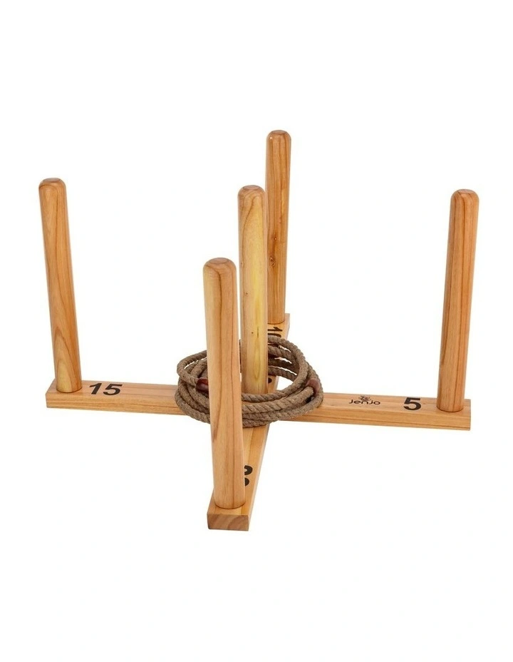 Mega Quoits Wooden Rope Ring Toss Outdoor Game Set 100cm Wide Including 4 Rings image 3