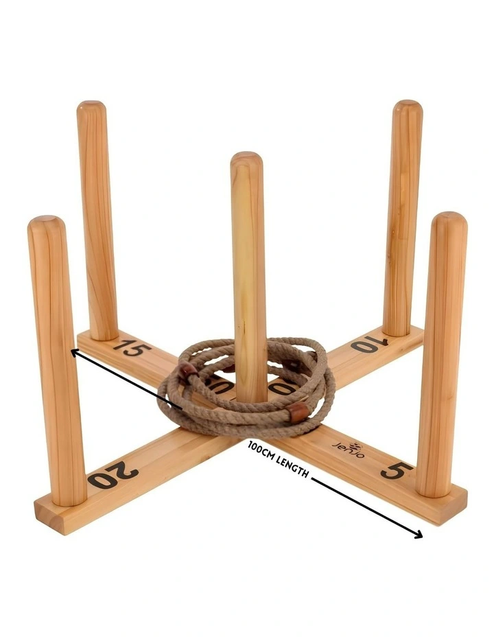 Mega Quoits Wooden Rope Ring Toss Outdoor Game Set 100cm Wide Including 4 Rings image 4