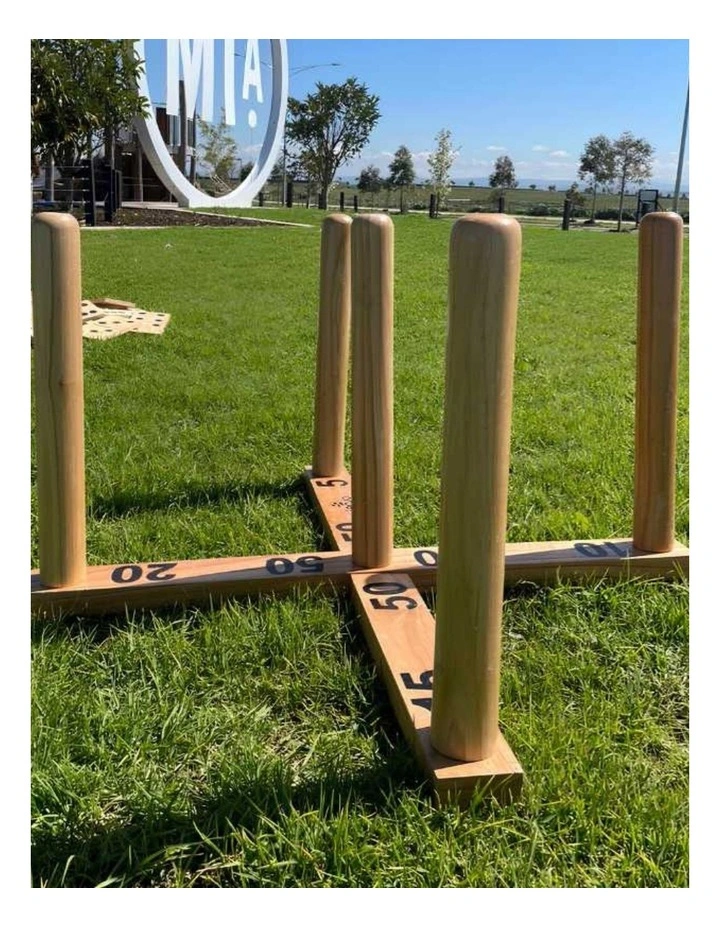 Mega Quoits Wooden Rope Ring Toss Outdoor Game Set 100cm Wide Including 4 Rings image 5