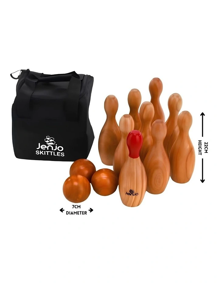 Outdoor Wooden Skittles Bowling Lawn Game Set image 2