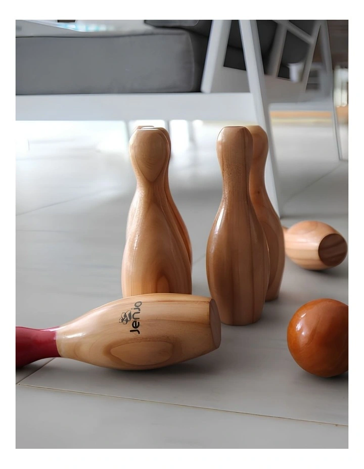 Outdoor Wooden Skittles Bowling Lawn Game Set image 7