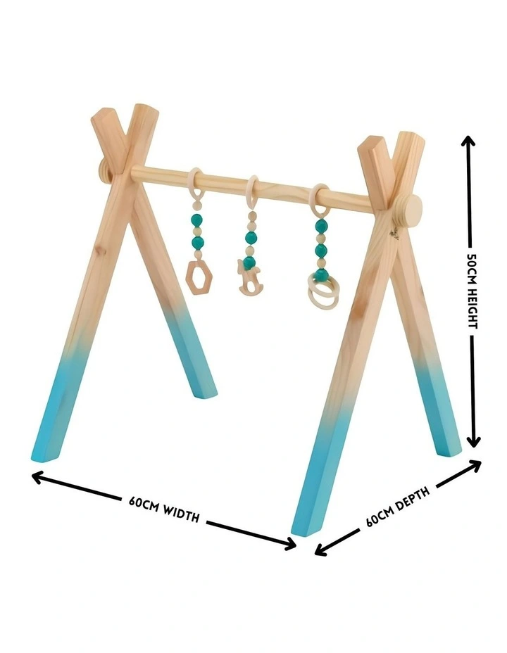 Wooden Baby Play Gym In Aqua image 2