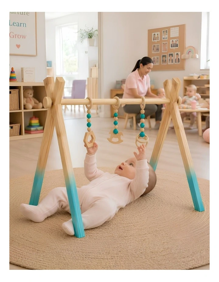 Wooden Baby Play Gym In Aqua image 6