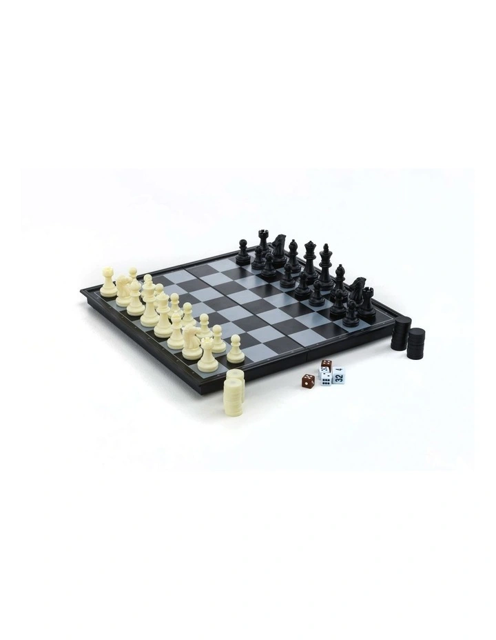 3 in 1 Magnetic Chess, Checkers & Backgammom Foldable Board Game image 2