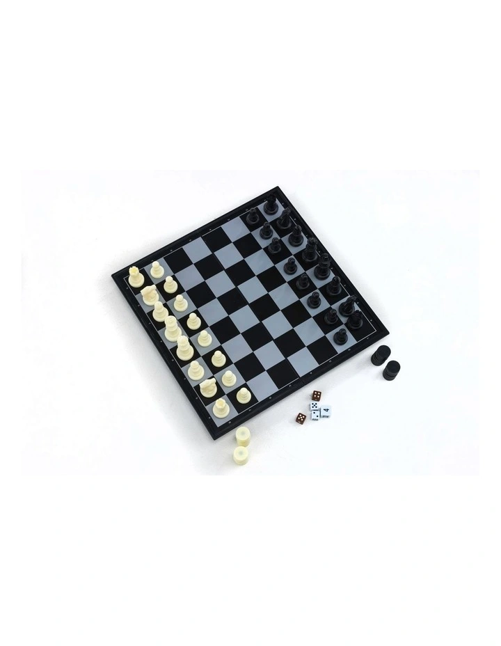 3 in 1 Magnetic Chess, Checkers & Backgammom Foldable Board Game image 4