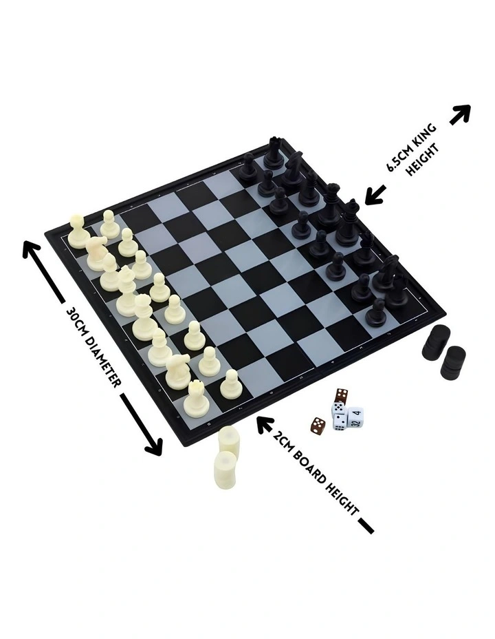 3 in 1 Magnetic Chess, Checkers & Backgammom Foldable Board Game image 4