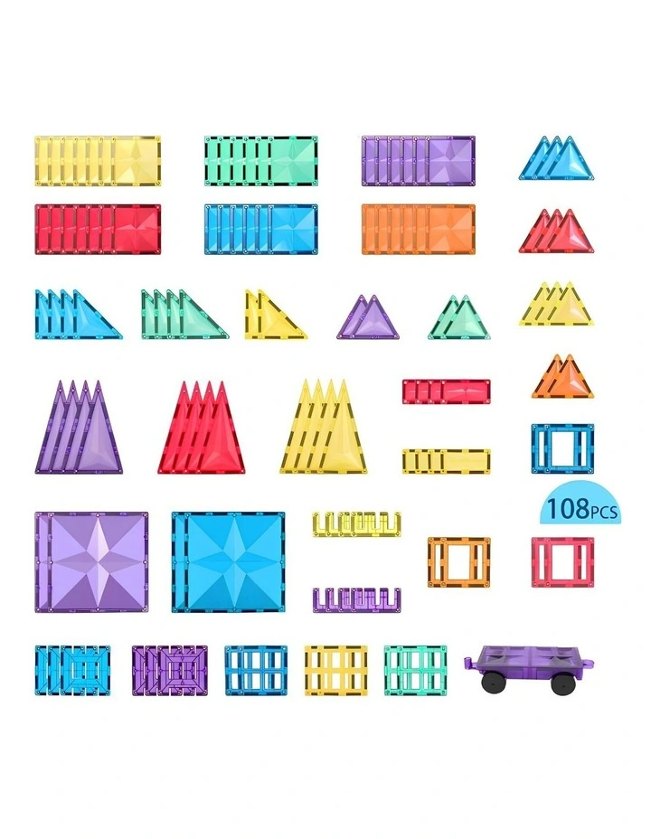 Magnetic Tile 108 Piece in Multi image 2