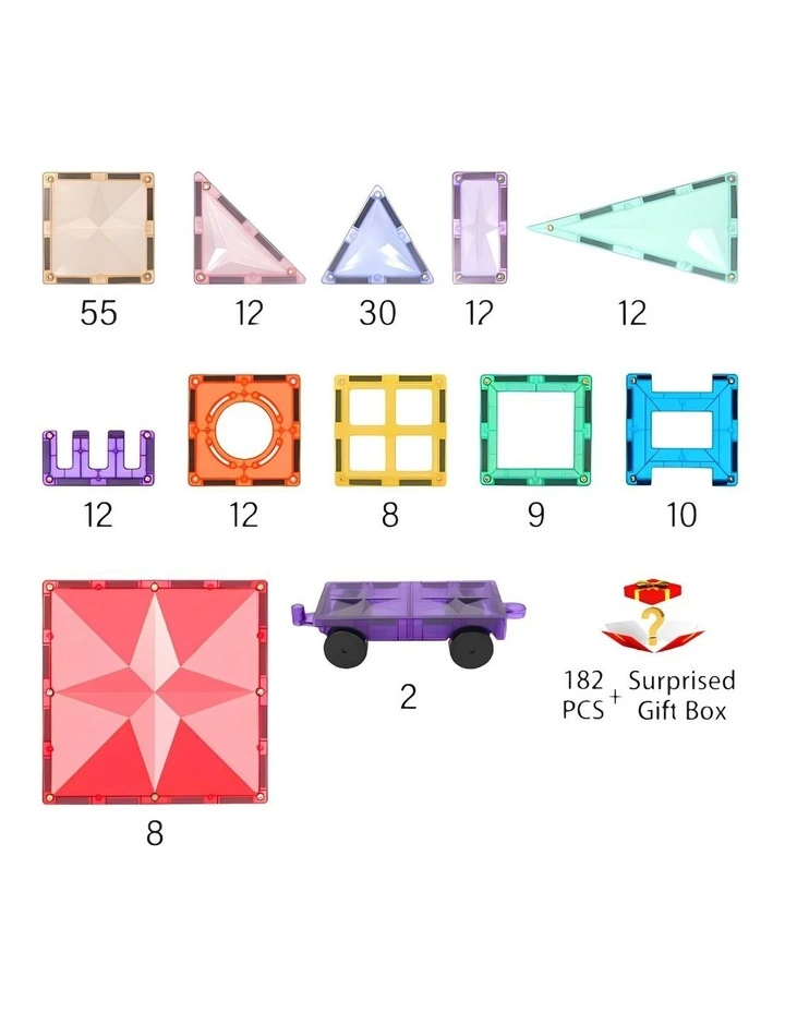 Magnetic Tiles 182 Piece in Multi image 3