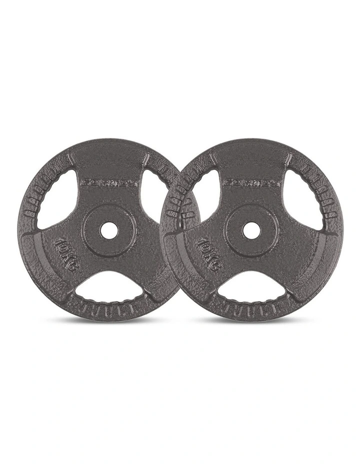 10kg Tri-Grip 25mm Standard Plates Set of 2 in Black image 1