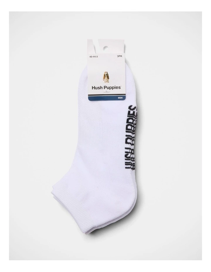 Cushion Ankle Sock 3 Pack in White image 2