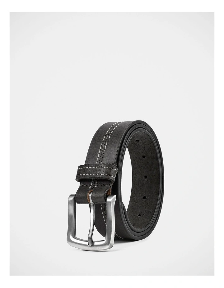 Casual Stitch Belt In Black image 1