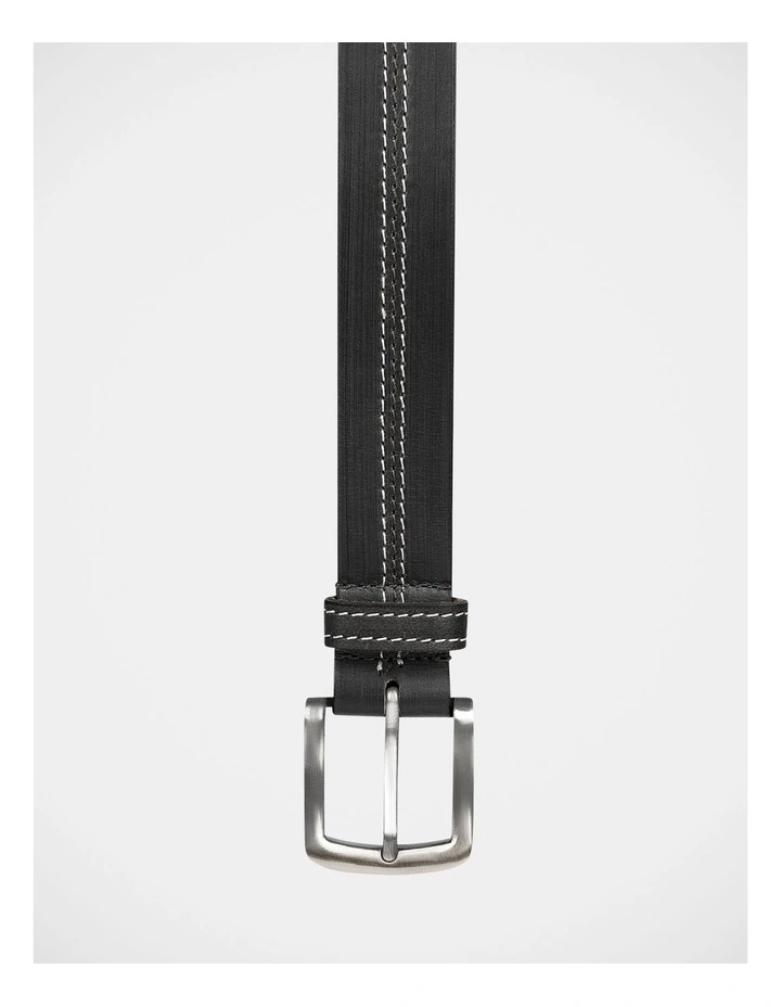 Casual Stitch Belt In Black image 3