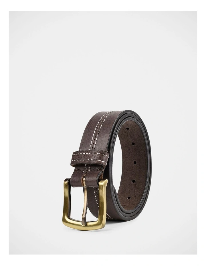 Casual Stitch Belt In Brown image 1