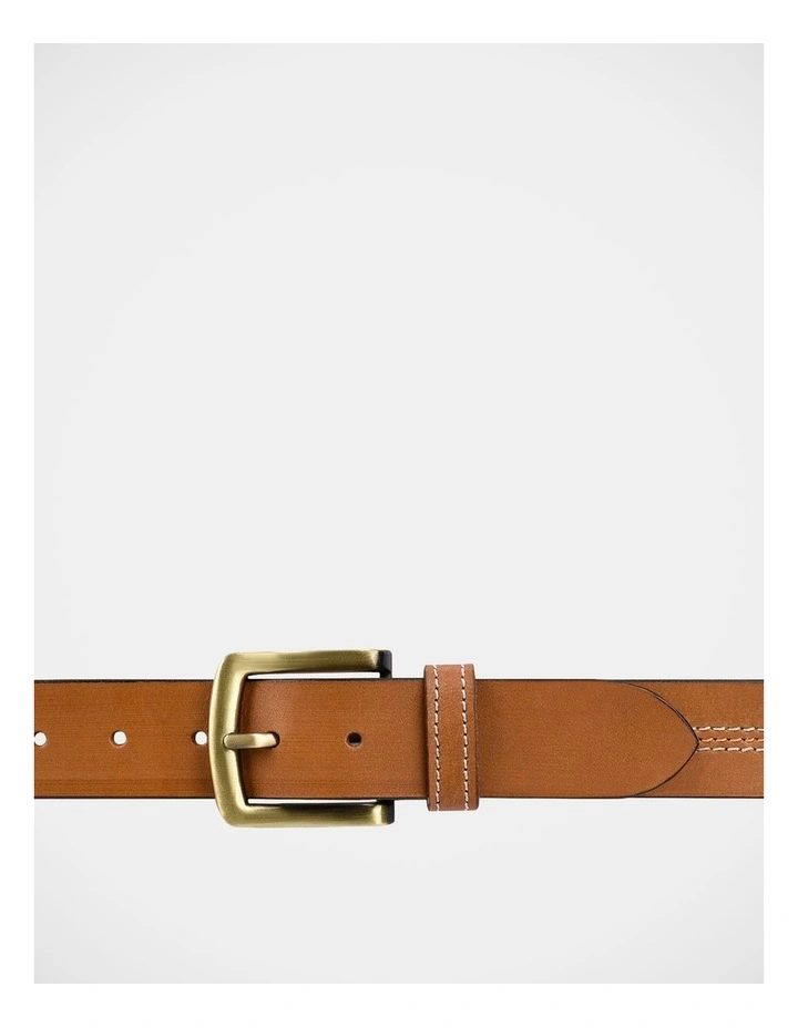 Casual Stitch Belt In Tan image 2