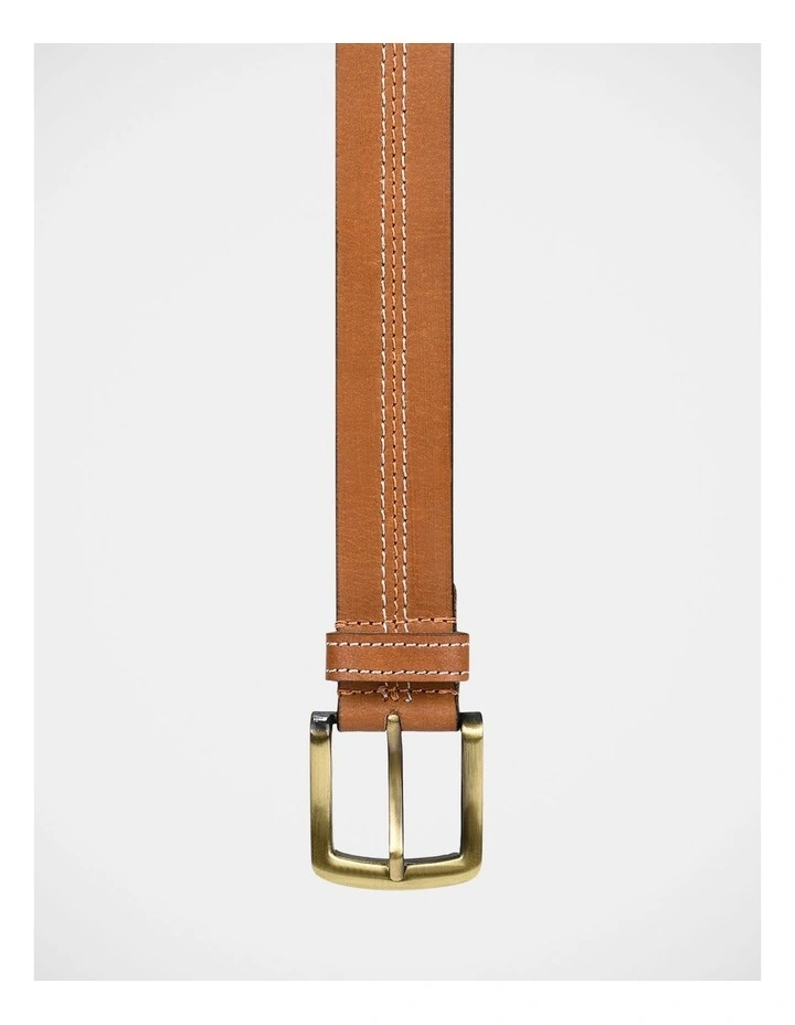 Casual Stitch Belt In Tan image 3