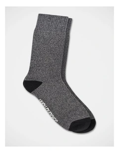 Twisted Yarn Casual Boot Sock in Black