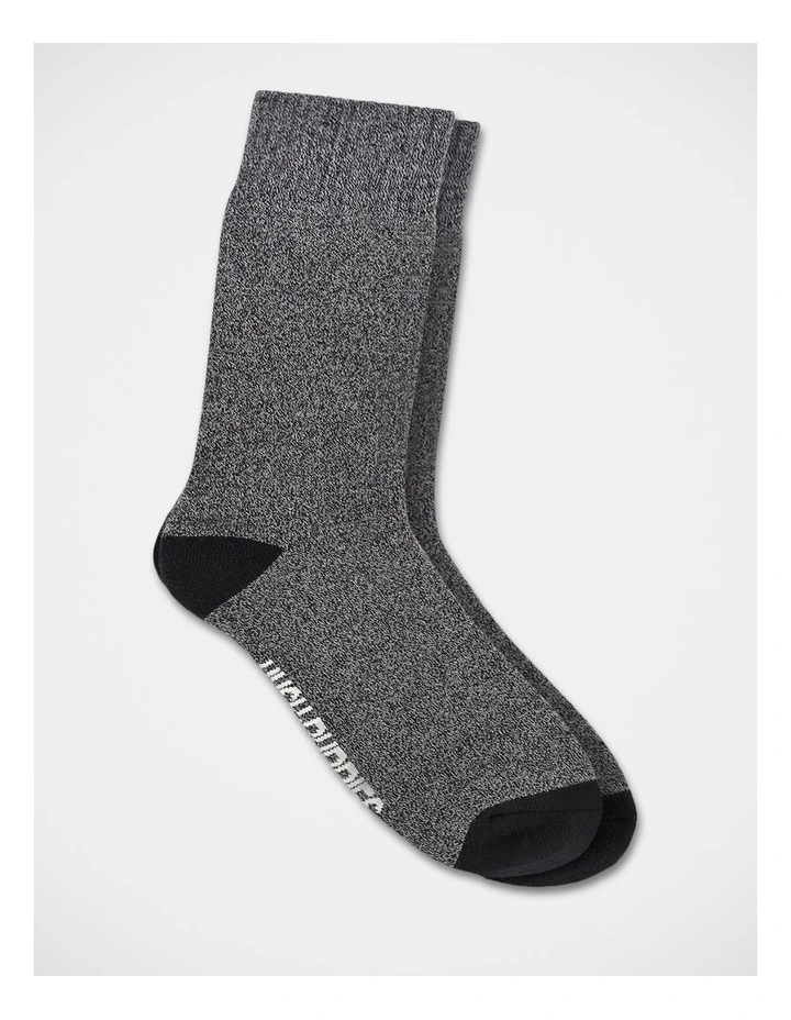 Twisted Yarn Casual Boot Sock in Black image 1