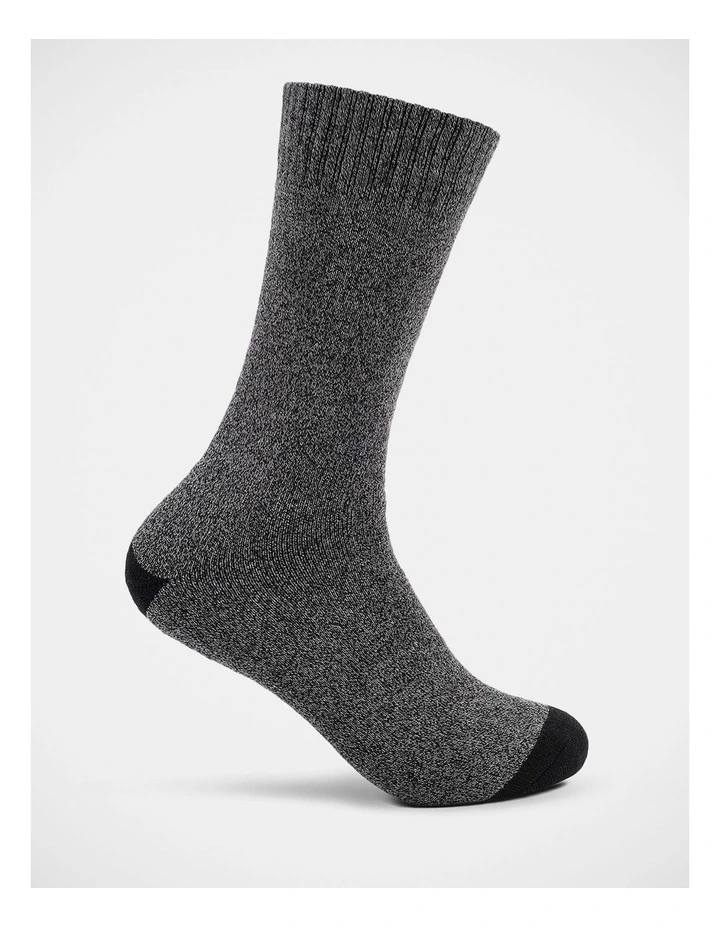Twisted Yarn Casual Boot Sock in Black image 3