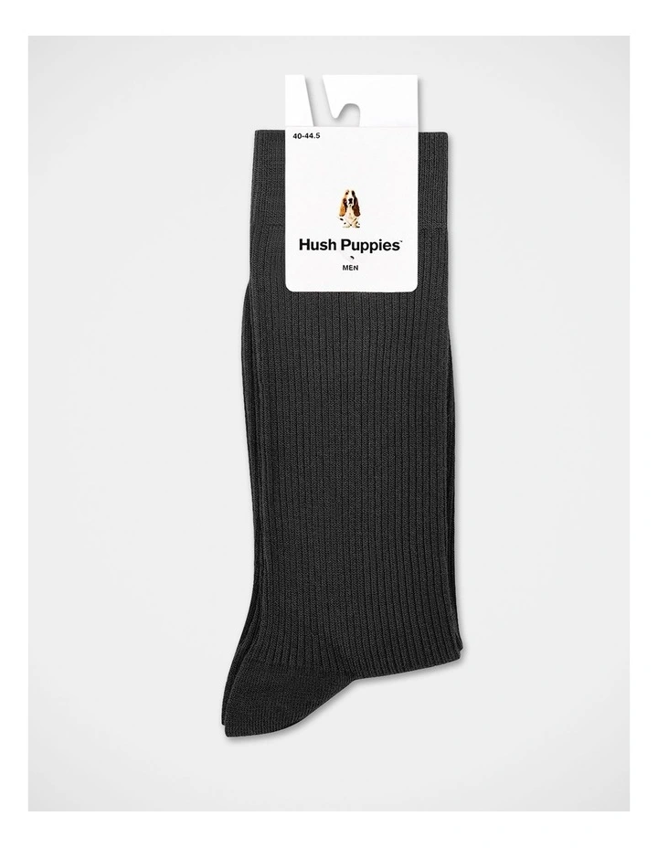 Everyday Rib Crew Sock Crew In Black image 2