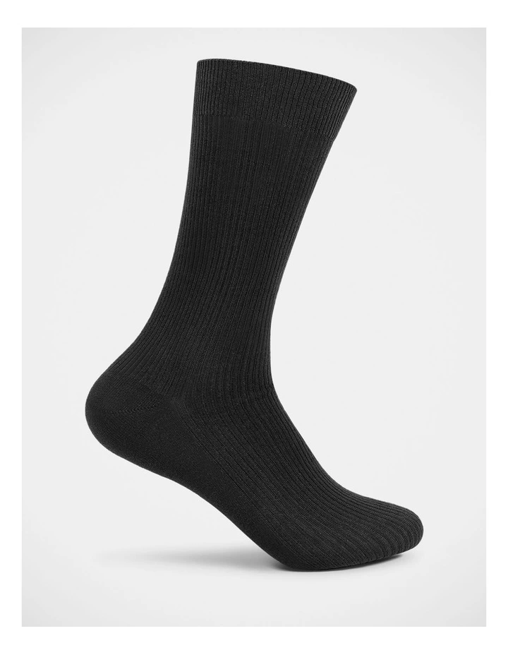 Everyday Rib Crew Sock Crew In Black image 3
