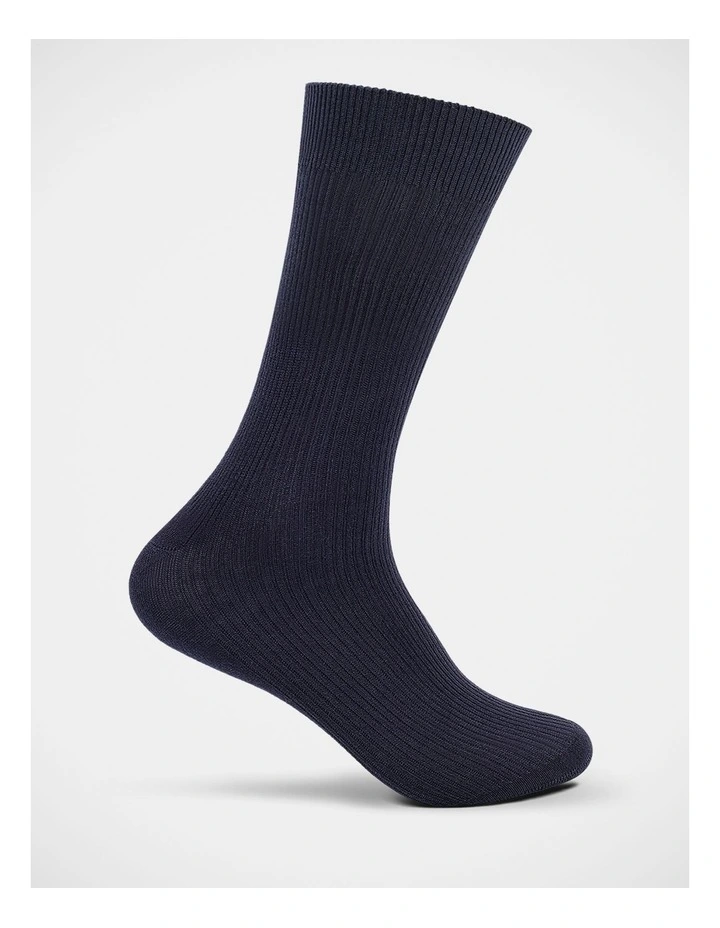 Everyday Rib Crew Sock Crew In Navy image 3