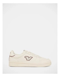 Tie Break Sneakers In White/Burgundy