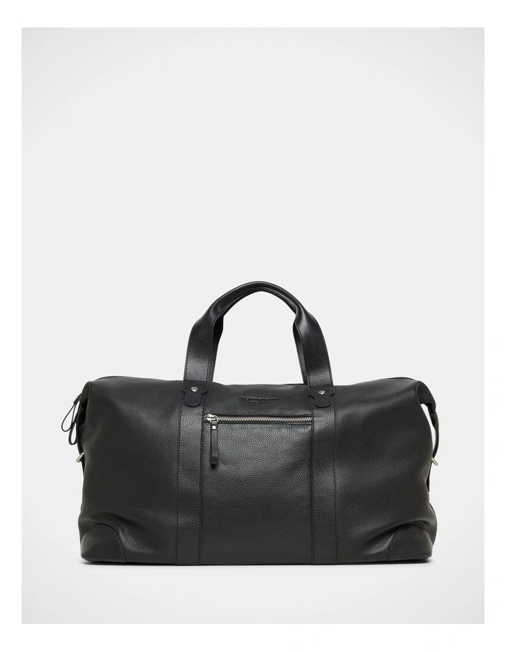 Leather Overnight Bag In Black image 1