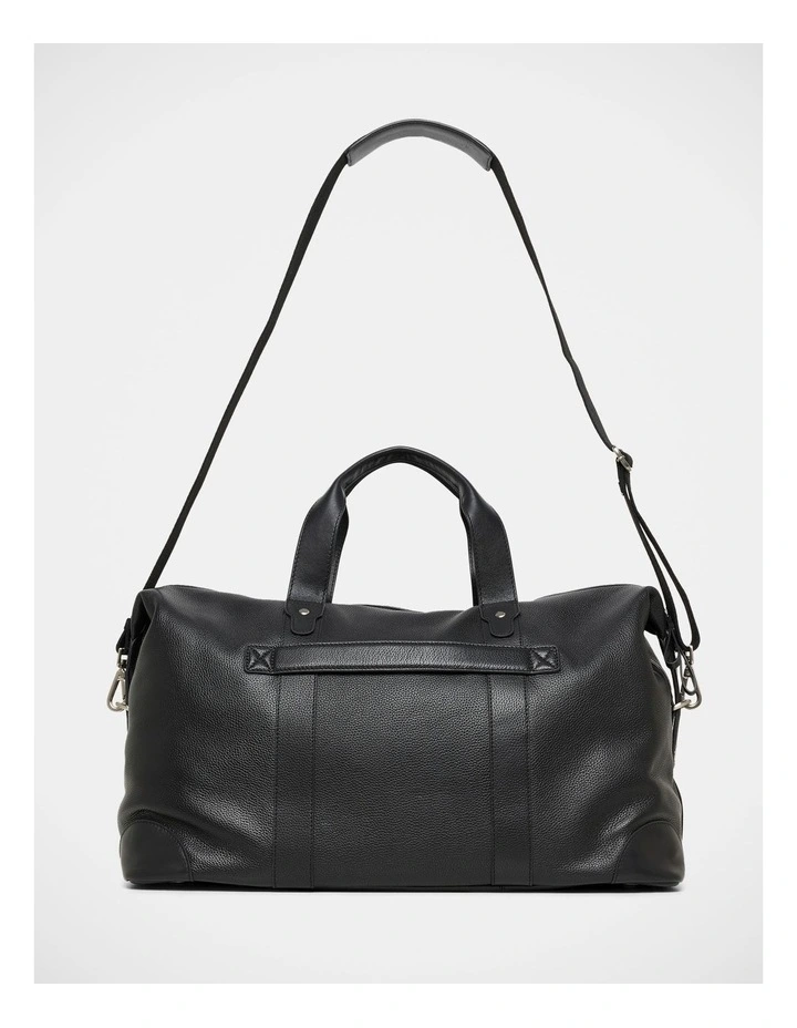 Leather Overnight Bag In Black image 2