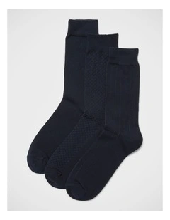 Dress Socks 3 Pack In Navy