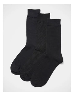 Dress Socks 3 Pack In Black