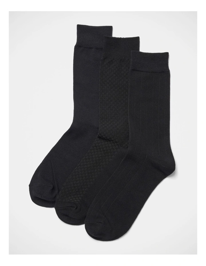 Dress Socks 3 Pack In Black image 1