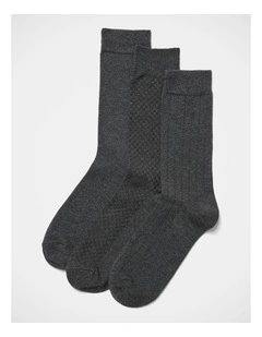 Dress Socks 3 Pack In Charcoal