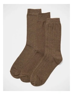 Dress Socks 3 Pack In Dark Taupe