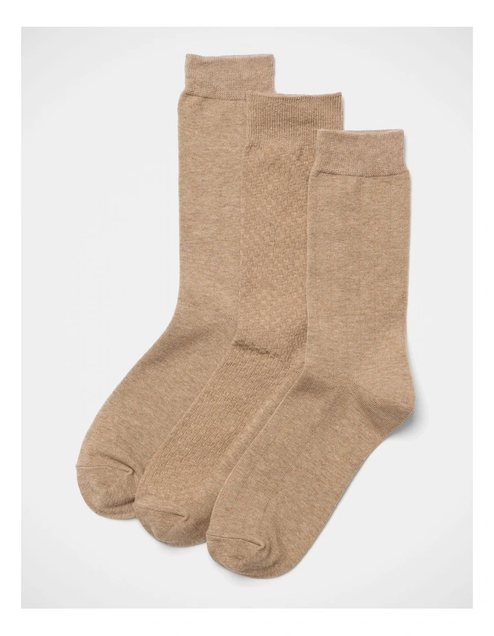 Dress Socks 3 Pack In Light Taupe image 1