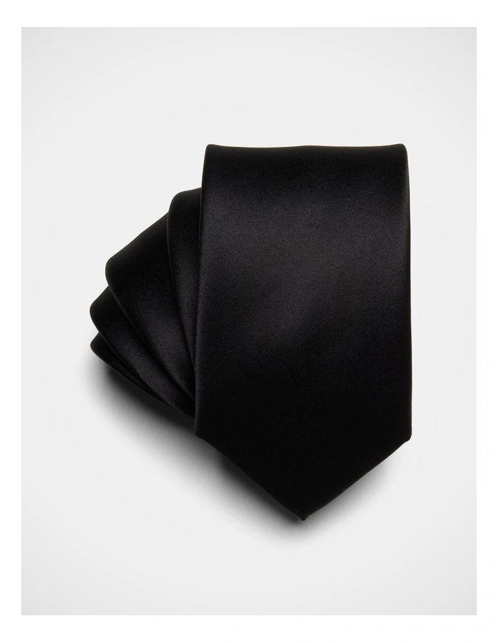 Satin Tie in Black image 1