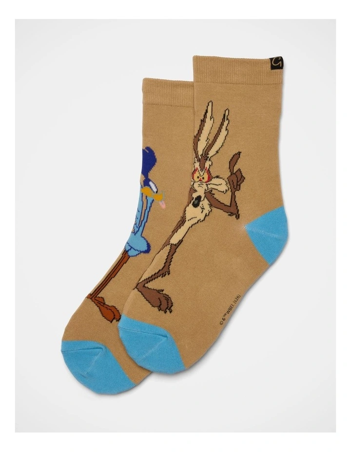 Looney Tunes X Grosby Gift Set Slippers In Chestnut image 4
