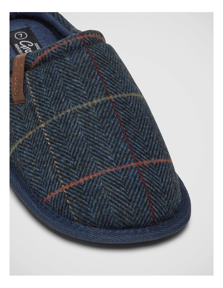Louis Ii Slippers In Navy Check image 2